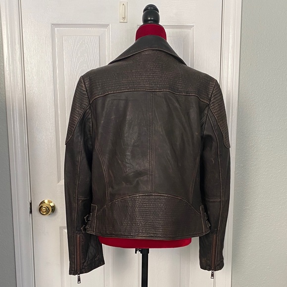 Wilson Women's dark brown Leather moto Jacket sz XL - Picture 3 of 8